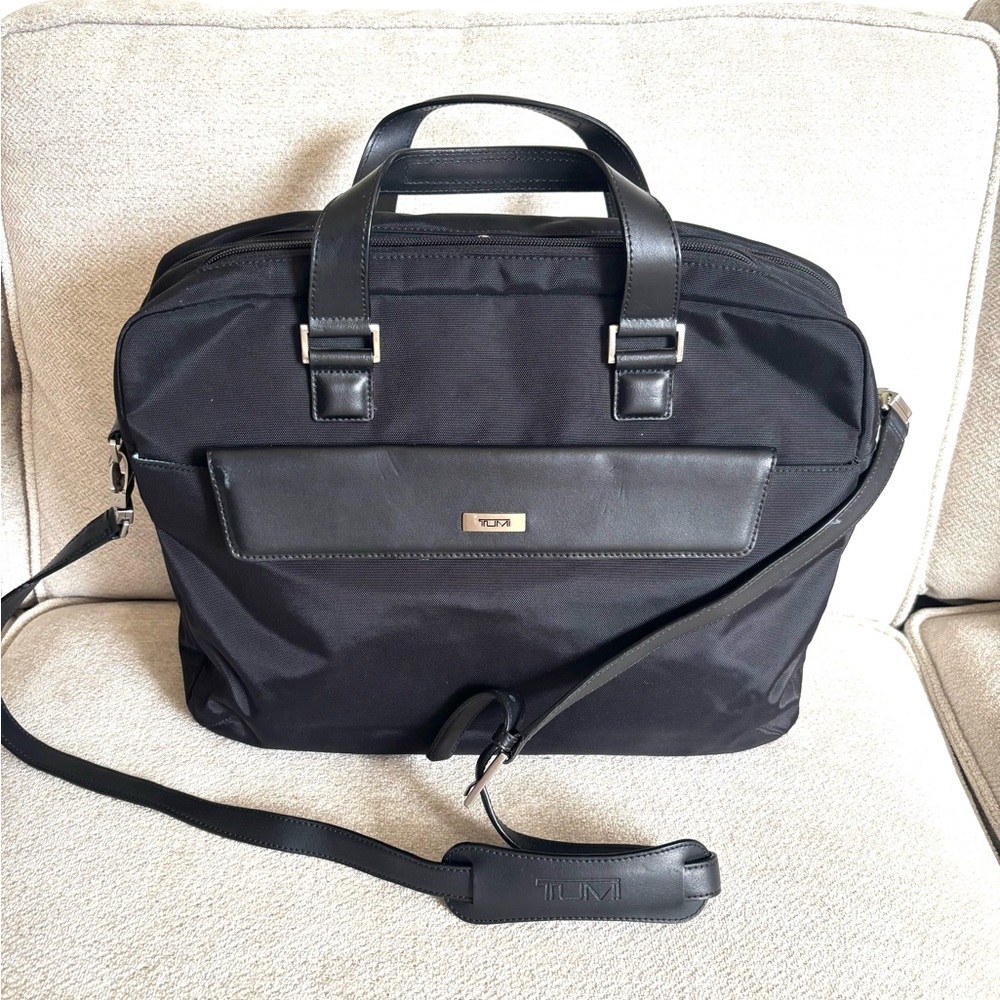 Tumi black nylon laptop/ tote bag
